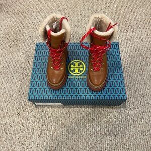 Tory Burch Tan Shearling Winter Boots